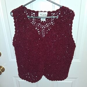 Women's Kroshetta For Papillon Knit Vest, Burgundy, M